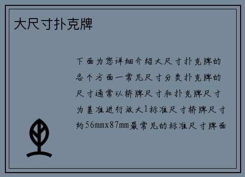 大尺寸扑克牌